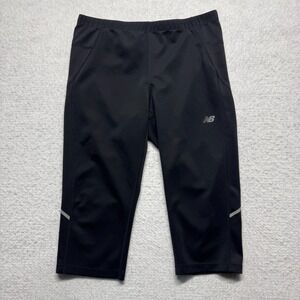 New Balance NB Dry Capri Pants Black Pull On Activewear Gym‎ Walking Women's L
